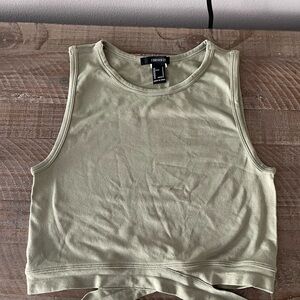 Forever 21 Green Tie Front Crop Tank Top